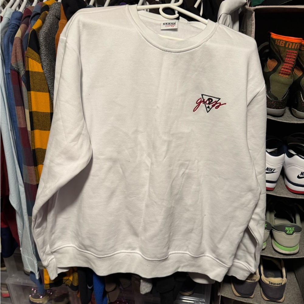 Guess White Crewneck Sweater with anna nicole smith